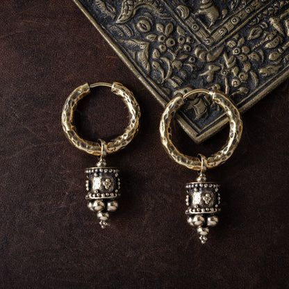 Golden Afghan Cylinder Clicker Earrings