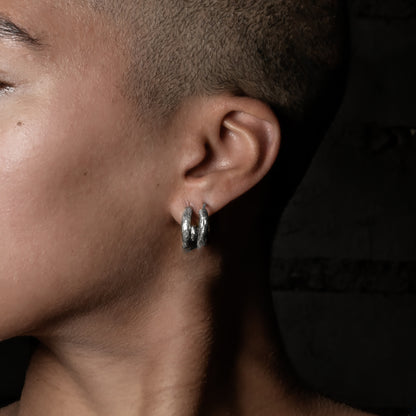 Hammered Silver Clicker Hoops