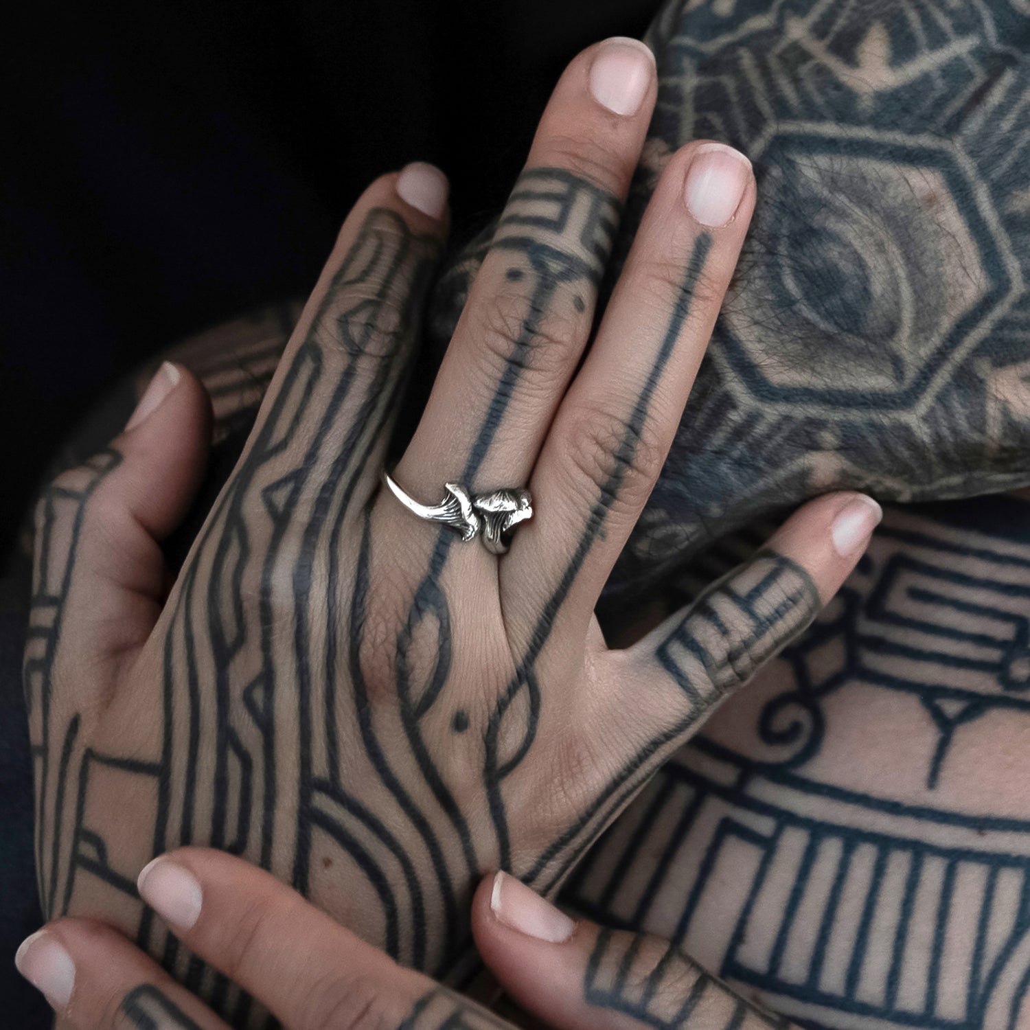 Chanterelle Mushroom Silver Ring