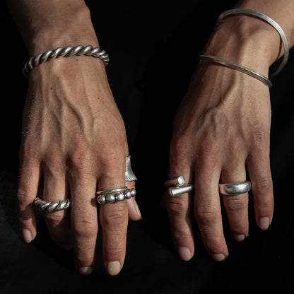 Five Spheres Silver Ring