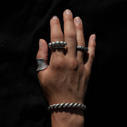 Five Spheres Silver Ring