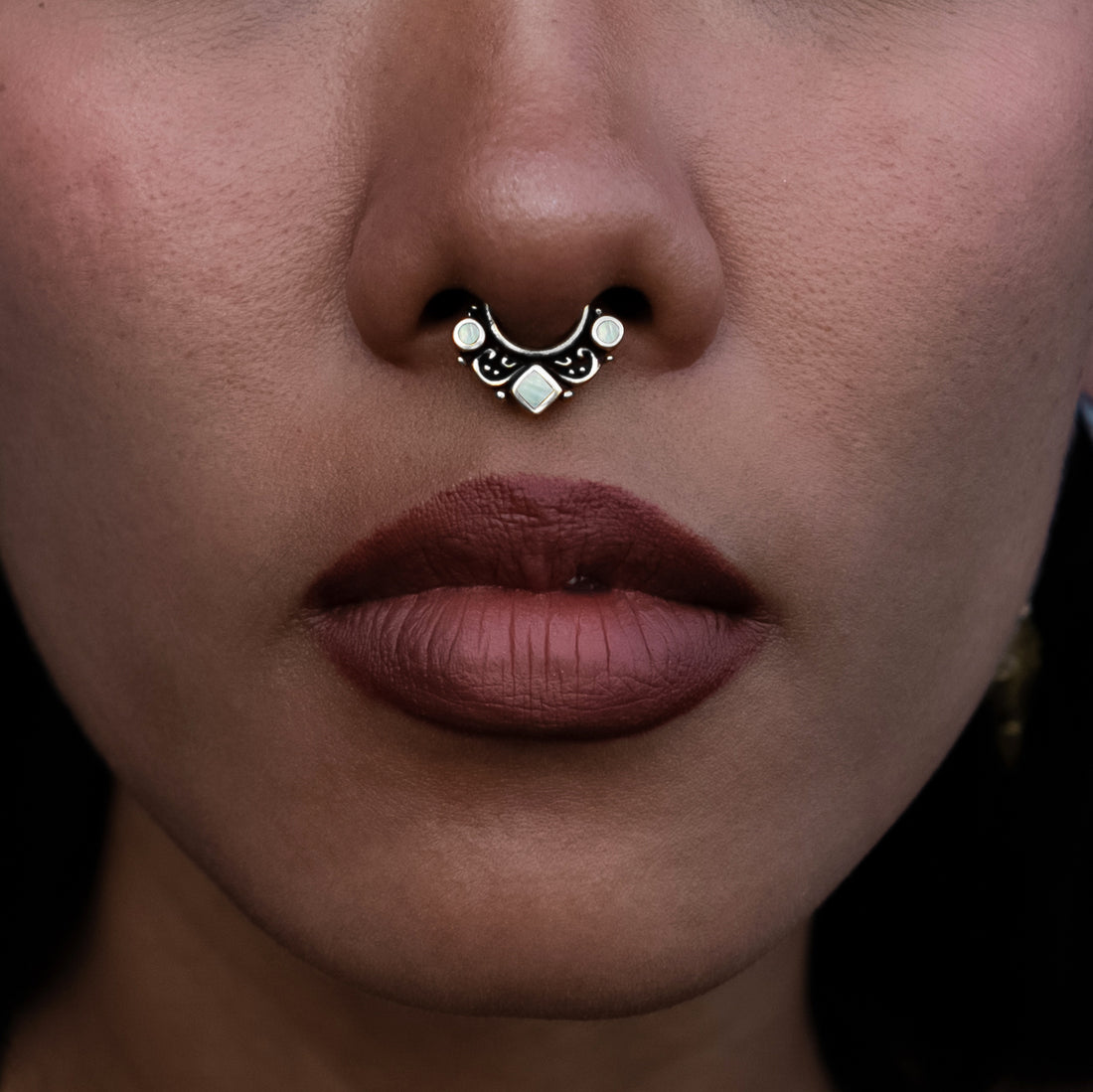 Agatha Mother of Pearl Silver Septum