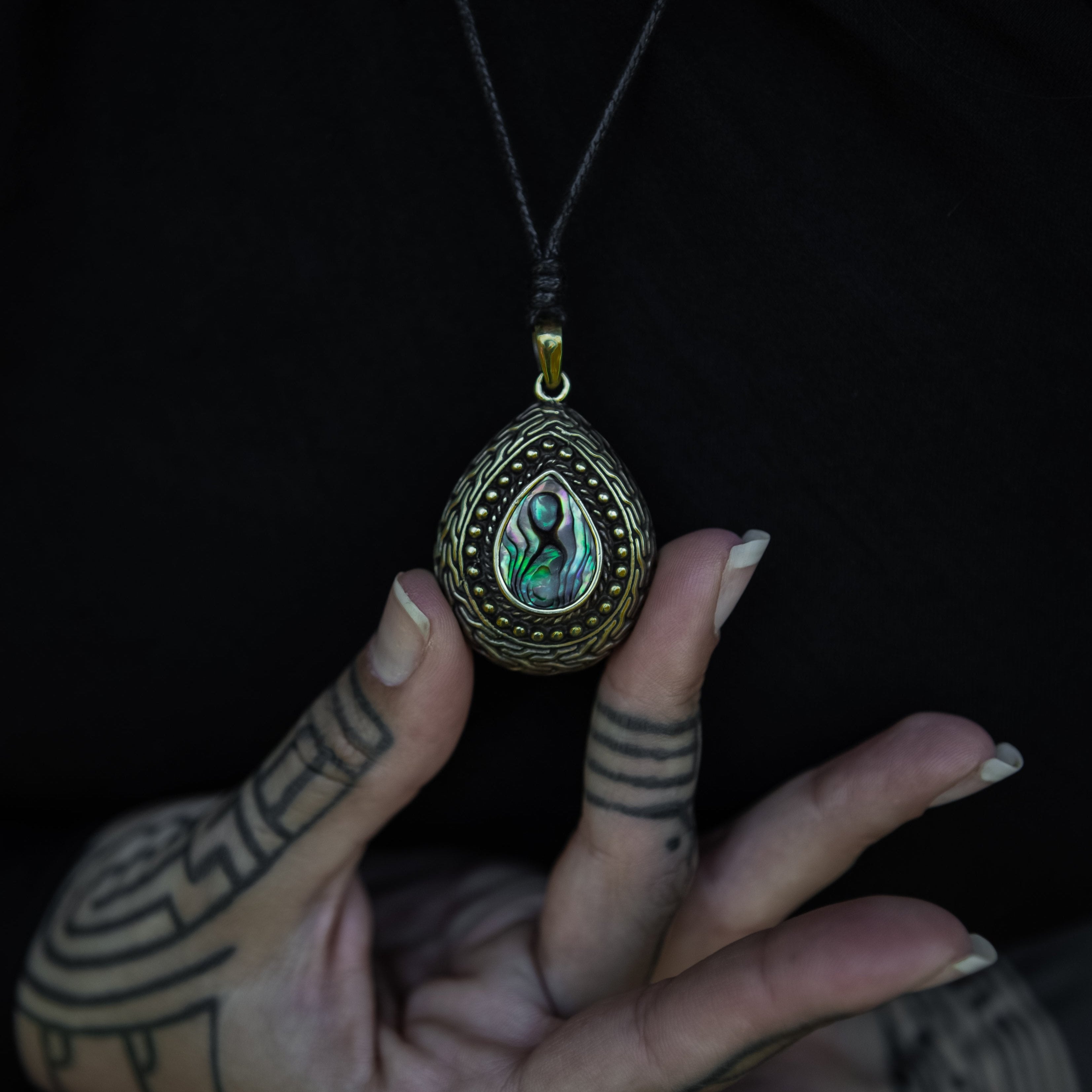 Teardrop Pendant with Stone