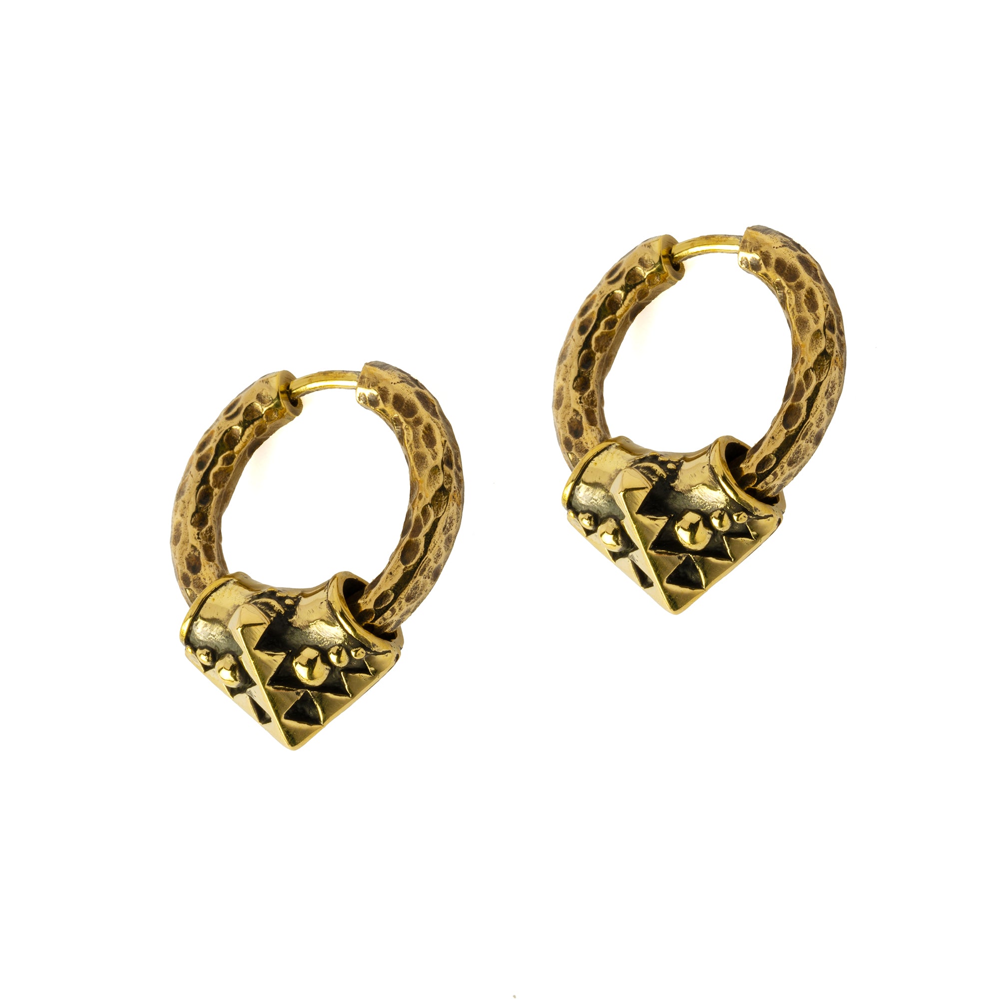golden brass Karnataka Hoop Earrings right side view