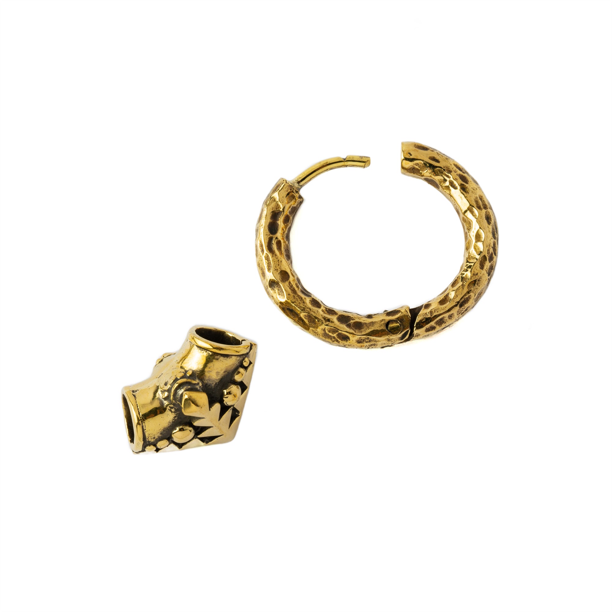 golden brass Karnataka Hoop Earrings open mode view