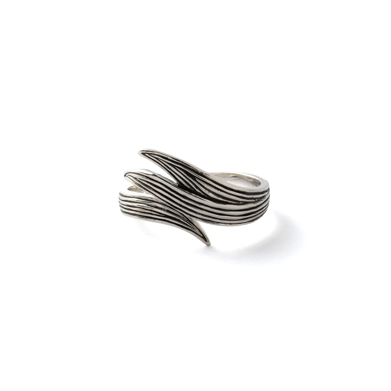 Long Leaf Silver Ring right side view