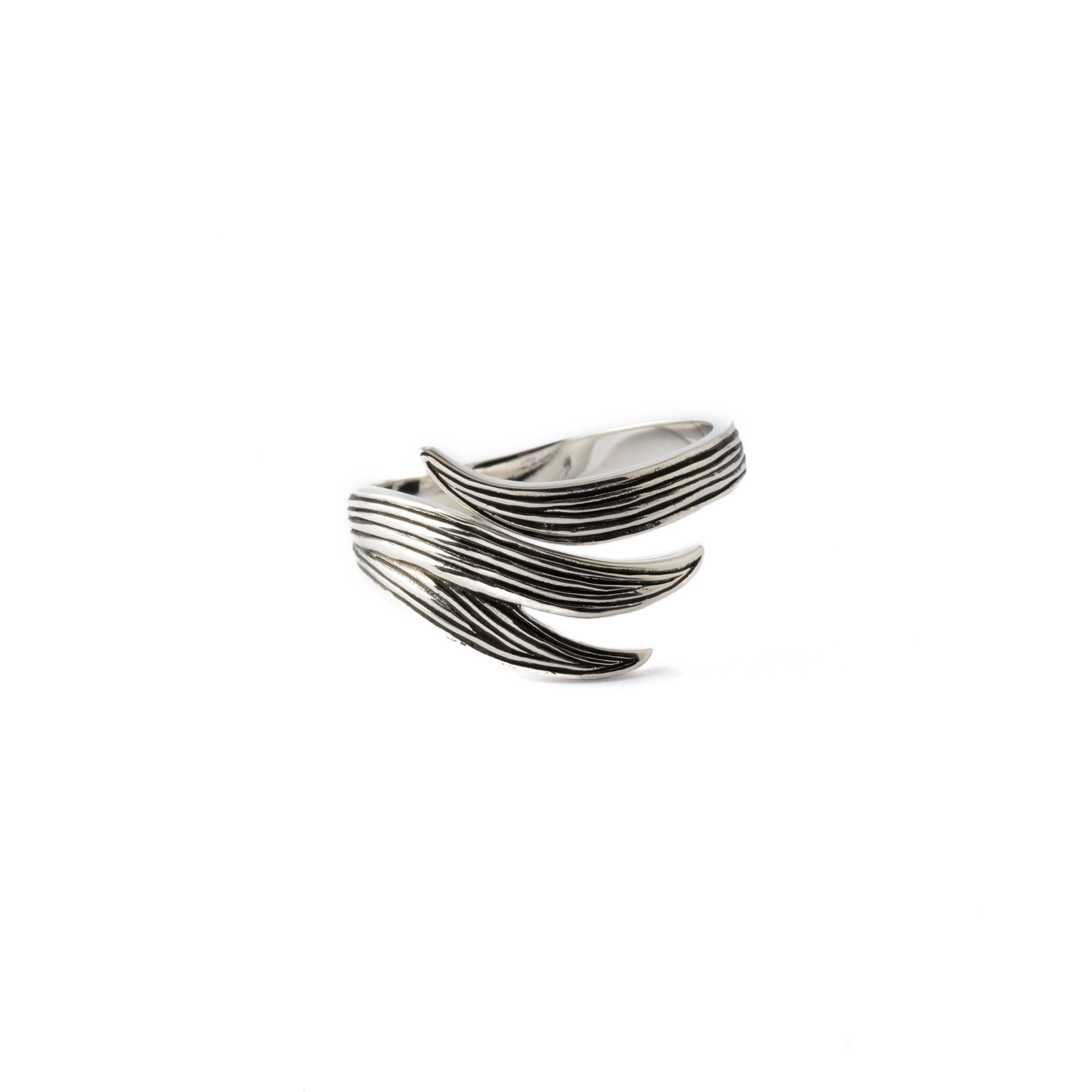 Long Leaf Silver Ring second side frontal view