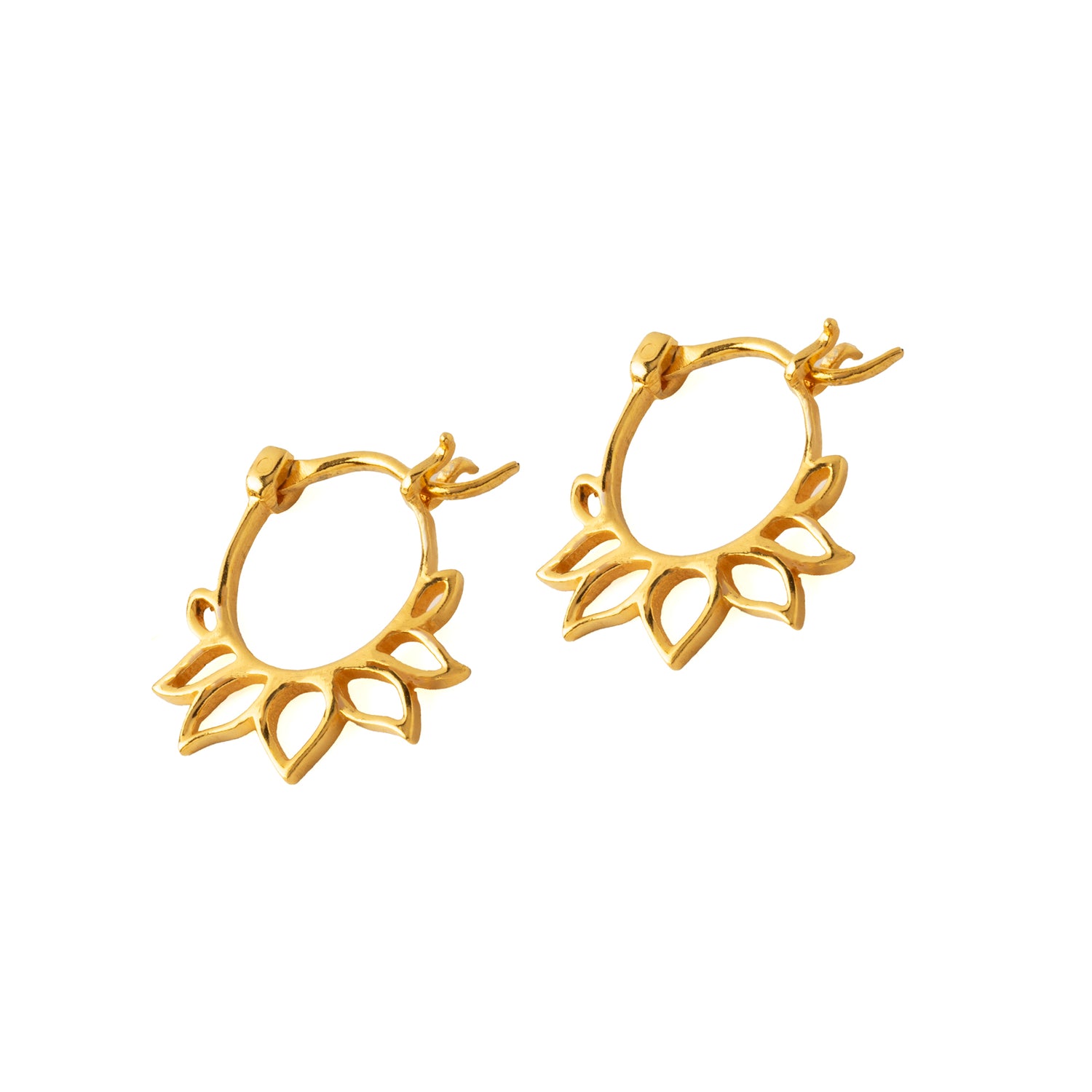 Lotus Petal Gold Hoops