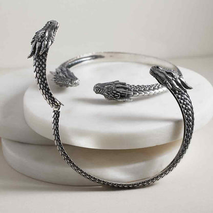 Silver Dragon Cuff Bracelet