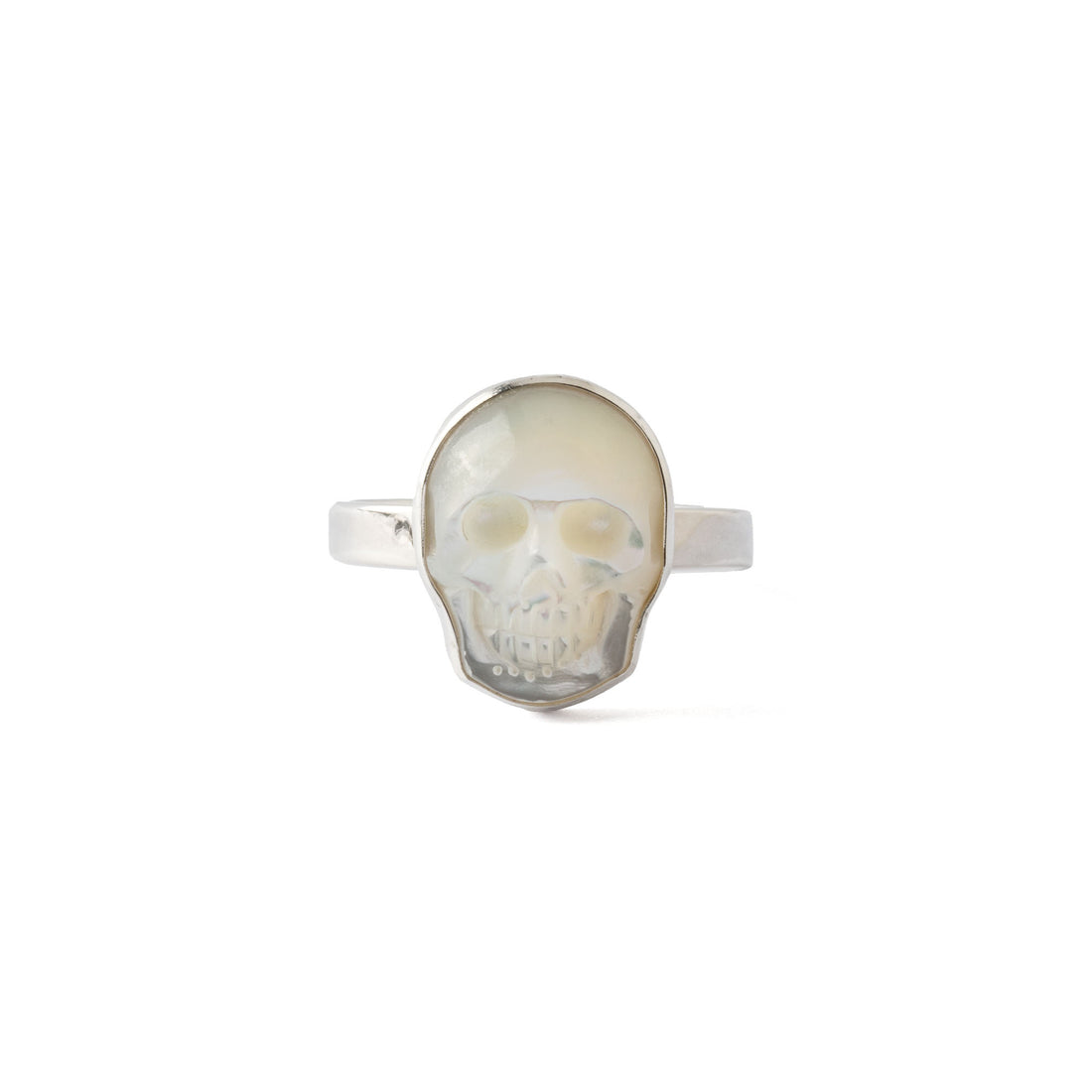 Mother Of Pearl Skull Ring  frontal view