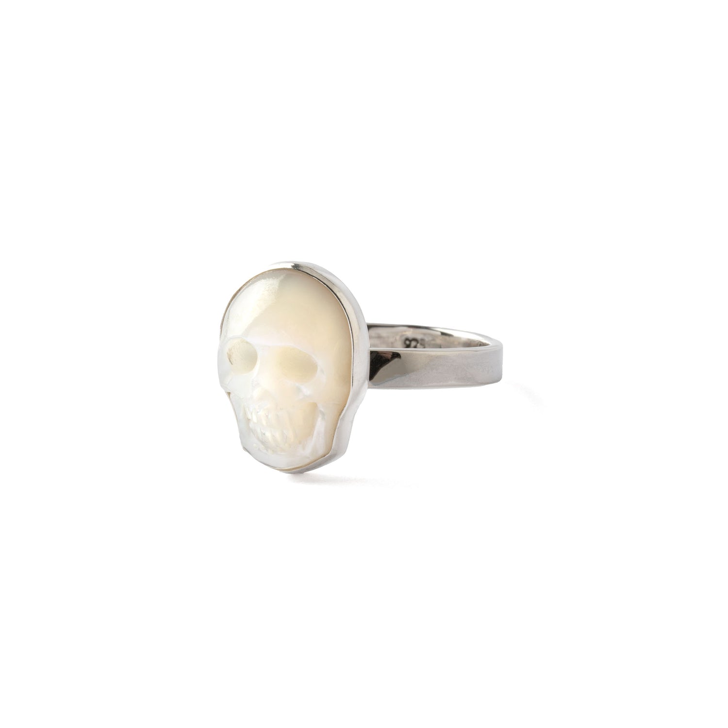 Mother Of Pearl Skull Ring left side view