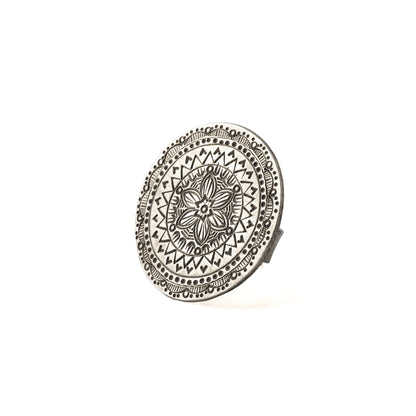 Mystic Flower Tribal Silver Ring right side view
