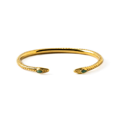 Nagi Gold Cuff with Emerald frontal view