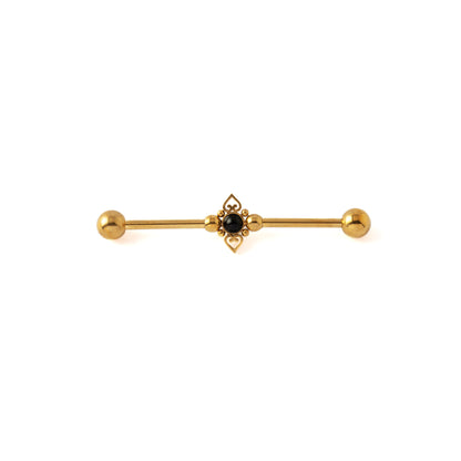 Neptune Golden Industrial Barbell with Onyx frontal view