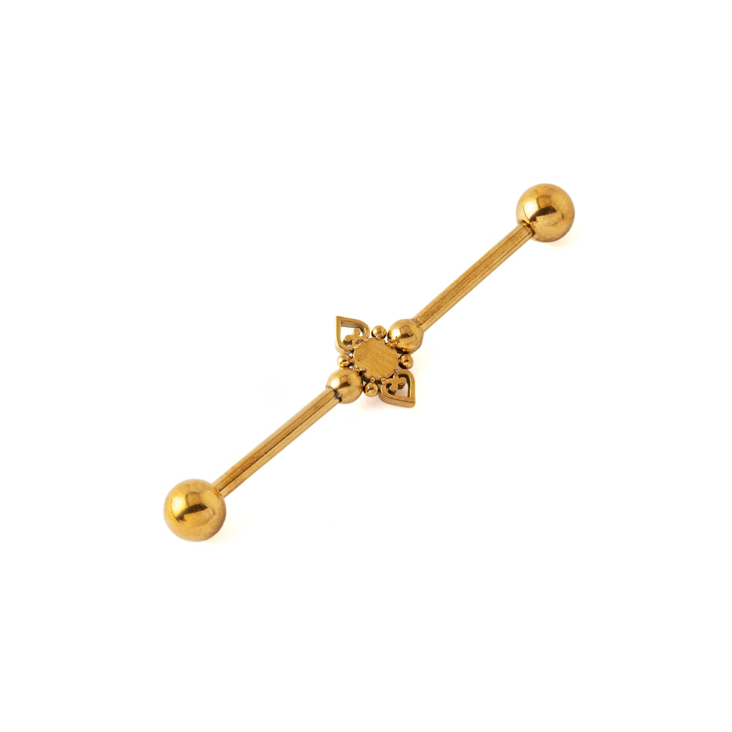 Neptune Golden Industrial Barbell with Onyx back view