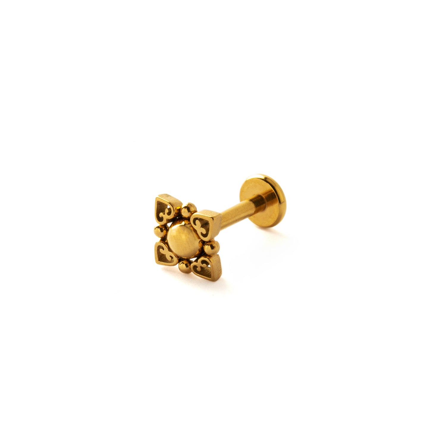 Neptune Gold surgical steel internally threaded Labret stud left side view