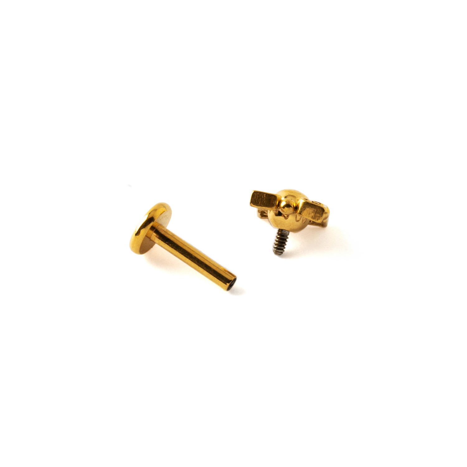 Neptune Gold surgical steel internally threaded Labret stud open mode view