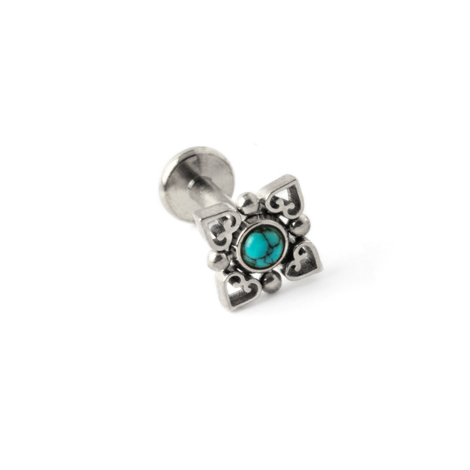 Neptune Labret with Turquoise left side view