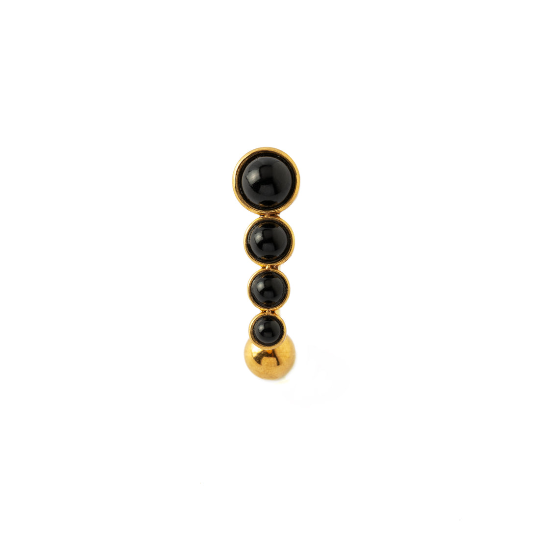 Newton Golden Navel Piercing with Onyx frontal view