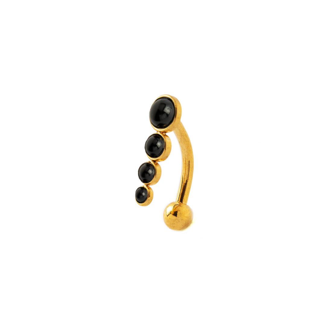 Newton Golden Navel Piercing with Onyx right side view