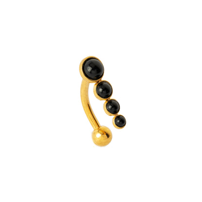 Newton Golden Navel Piercing with Onyx left side view