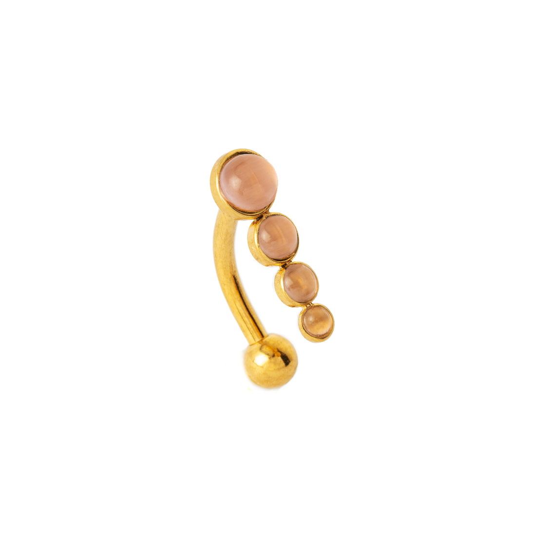 Newton Golden Navel Piercing with Rose Cat Eye right side view