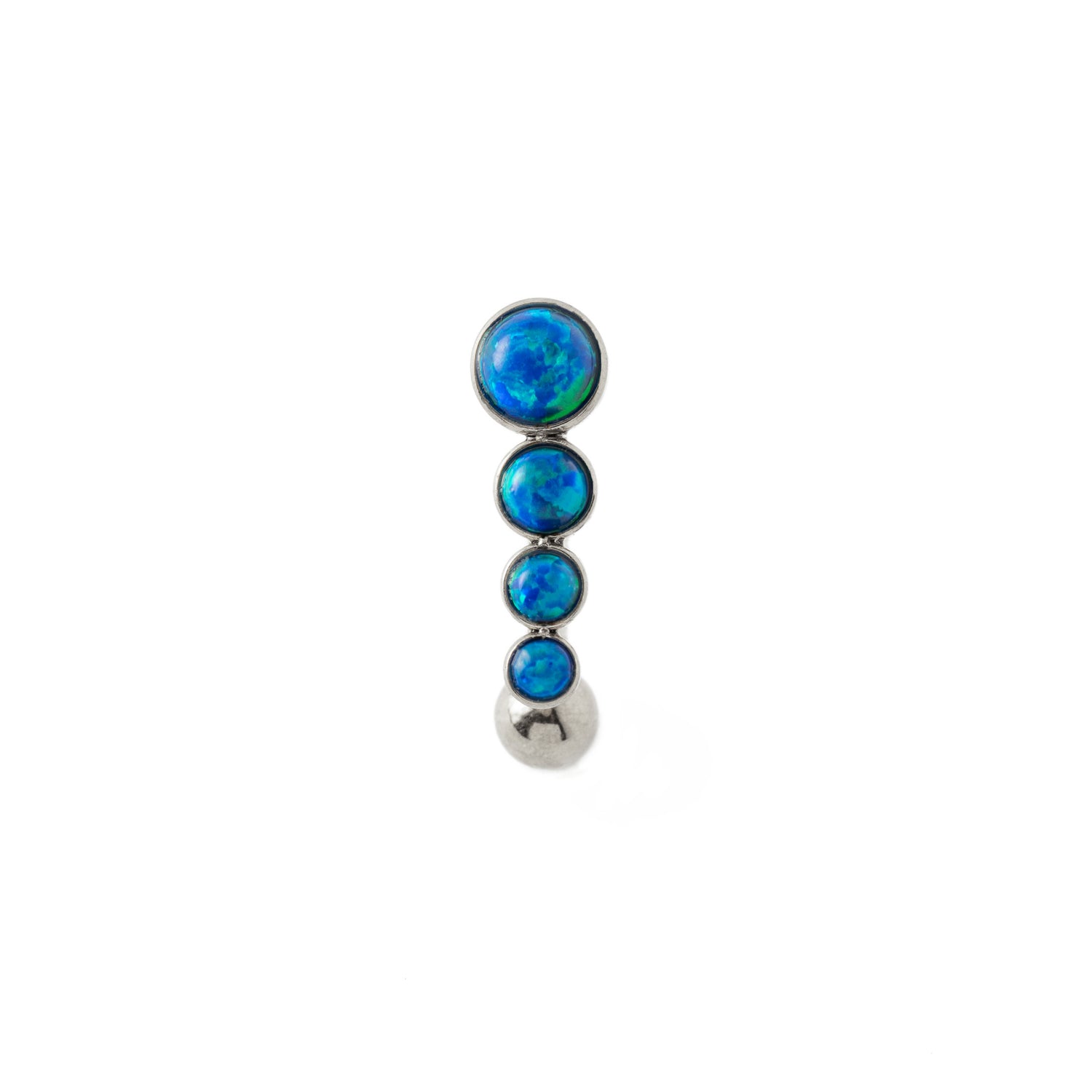 Newton Navel Piercing with Blue Opal frontal view