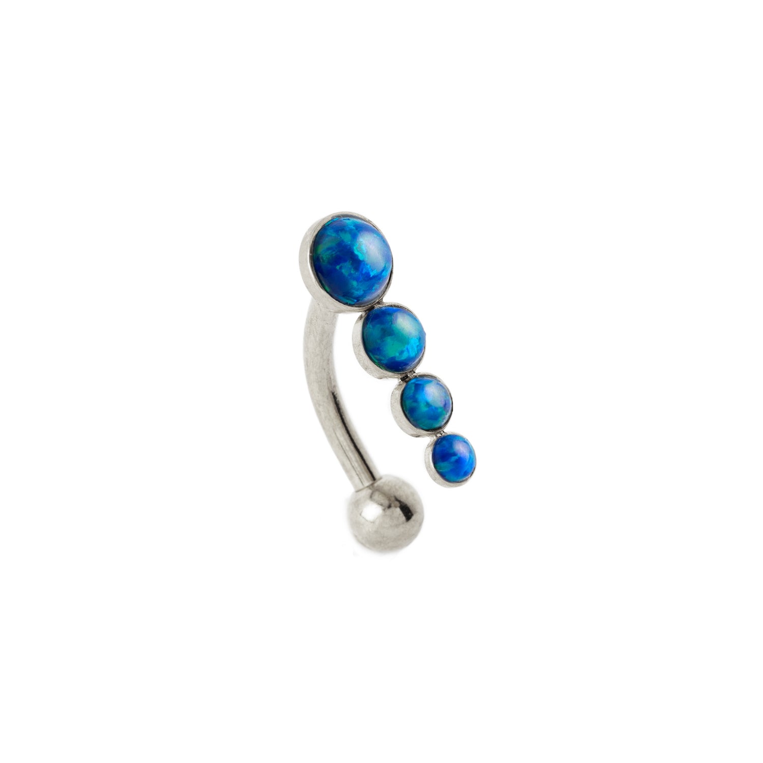 Newton Navel Piercing with Blue Opal left side view