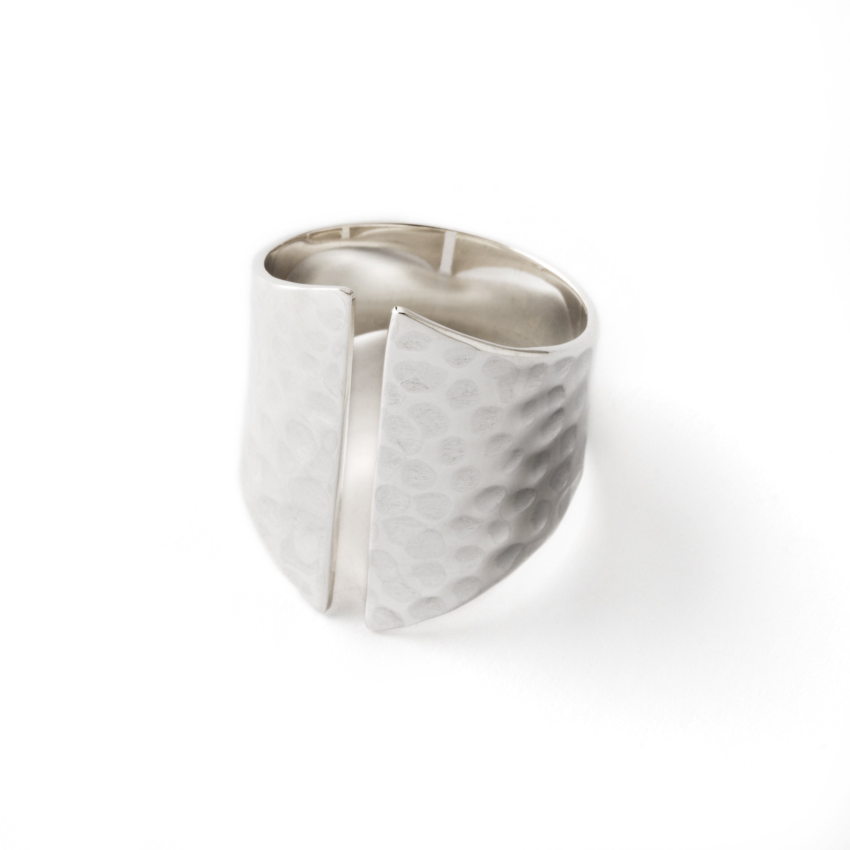 Open Hammered Silver Ring left side view
