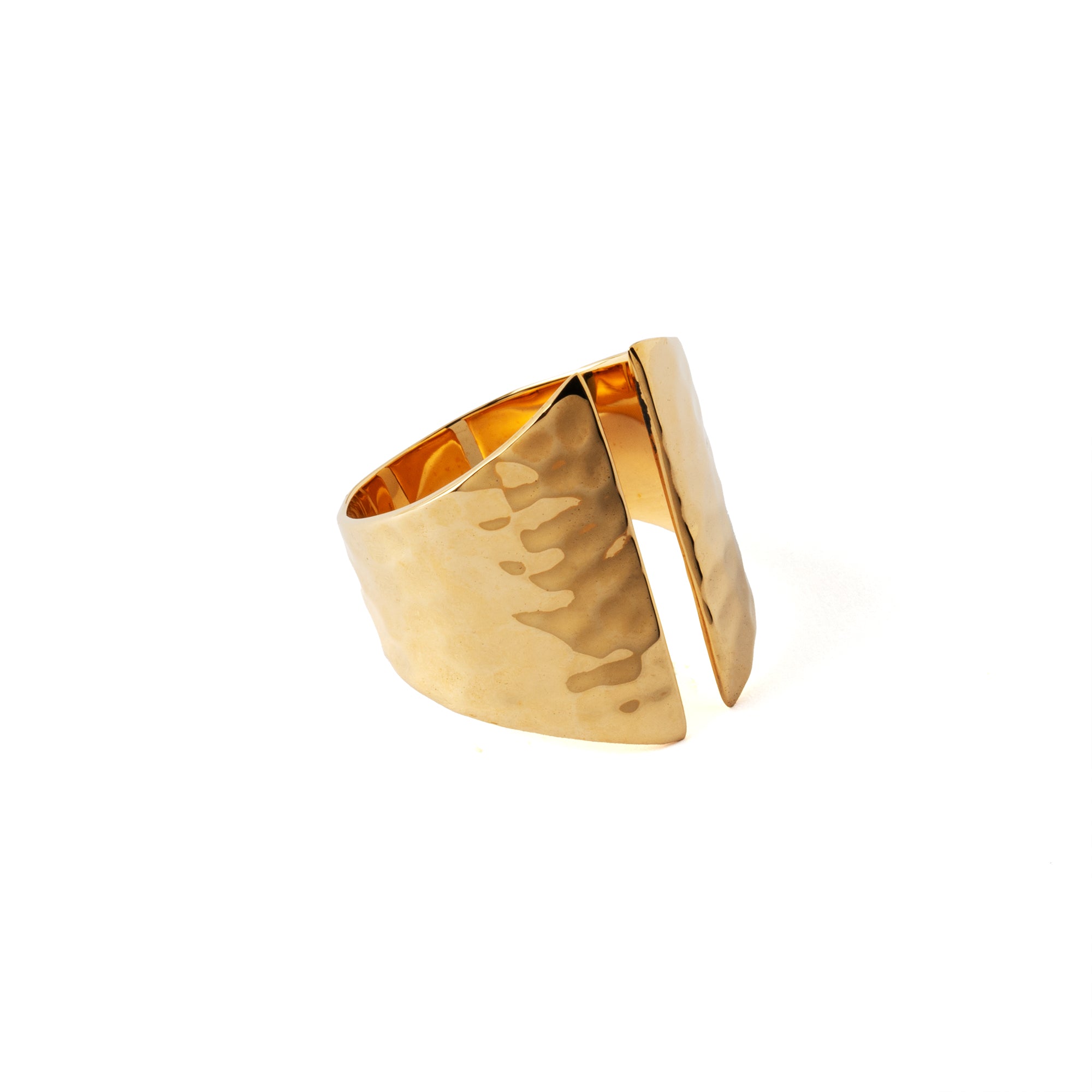 Golden bronze Open Hammered Ring right side view