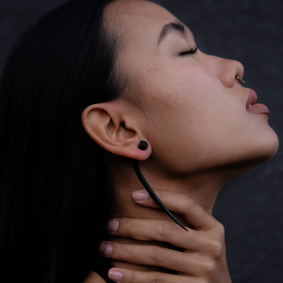 Palolim Black Fake Gauge Earring