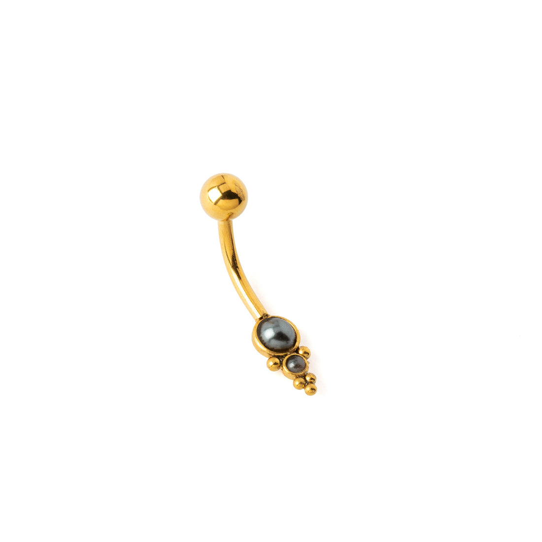 Pearls Hira Golden Belly Piercing left side view