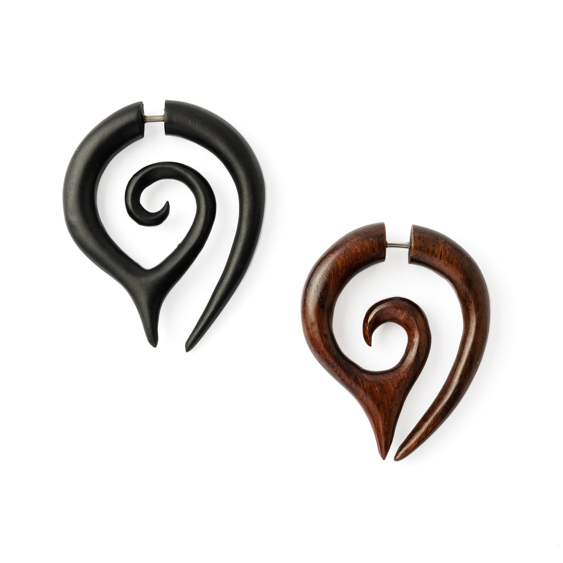Poiny Spiral Blackwood and Wood Fake Gauges frontal view