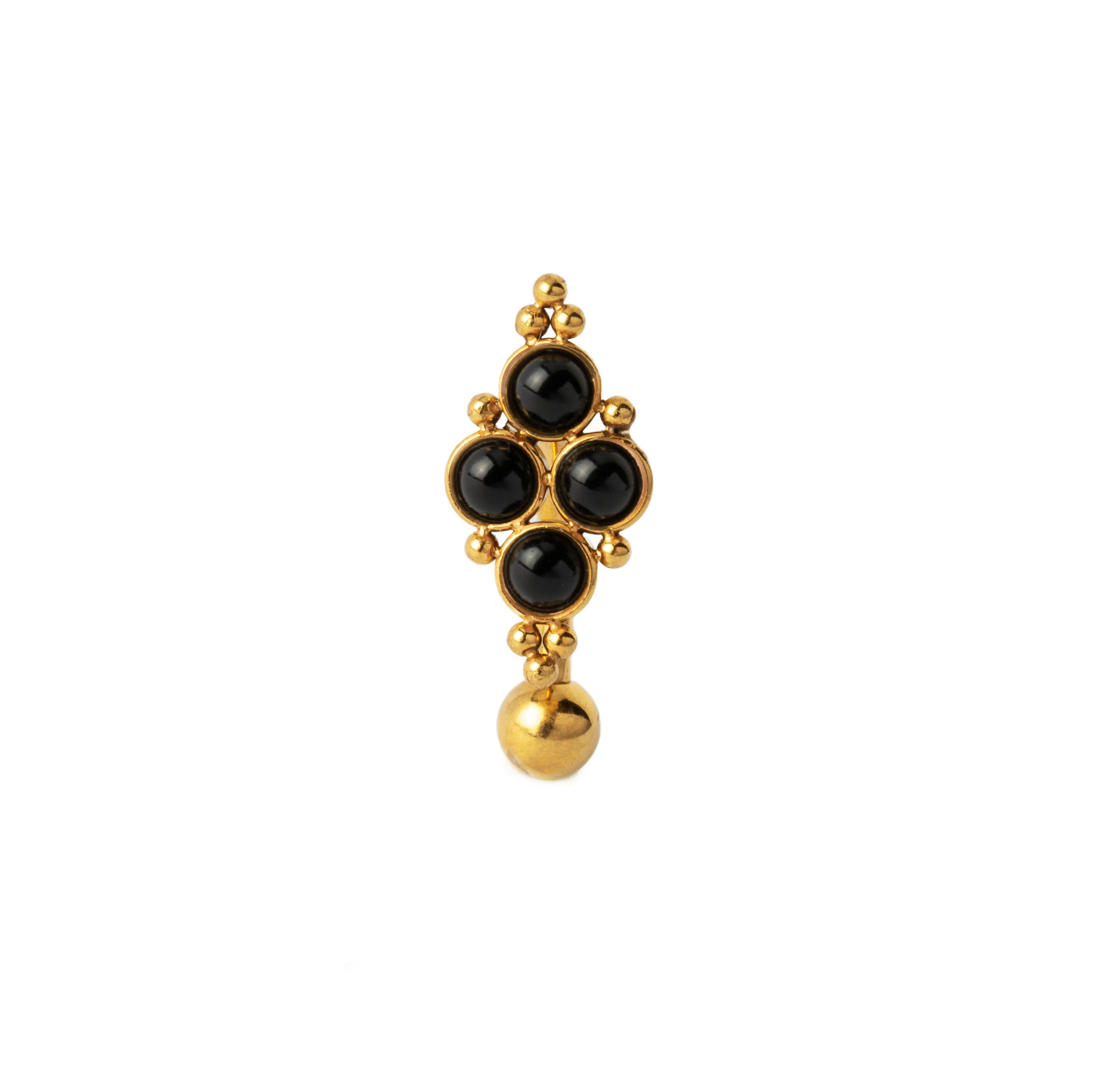 Quatro Onyx Golden Navel Piercing frontal view