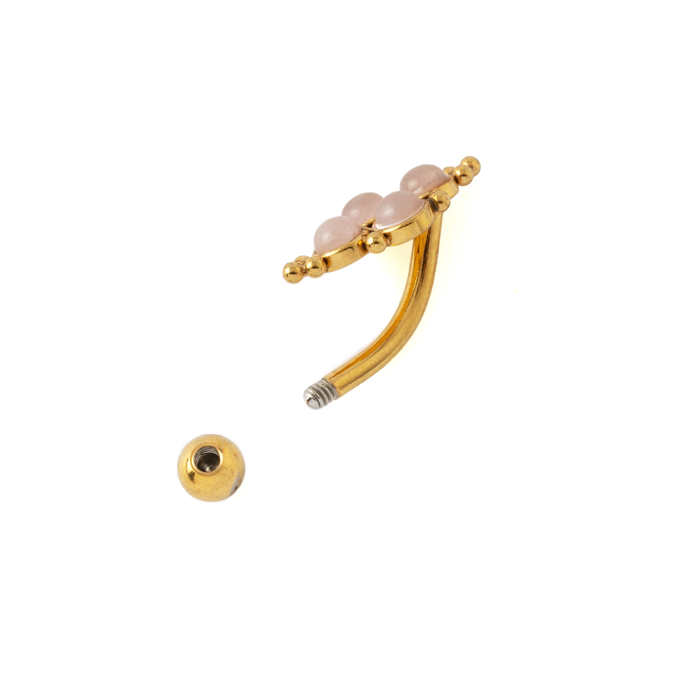 Quatro Pearls Golden Navel Piercing open mode view