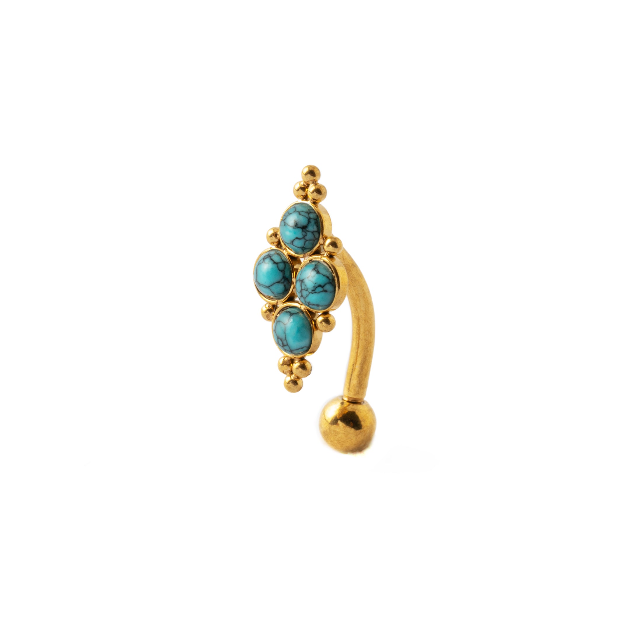 Quatro Turquoise Golden Navel Piercing right side view