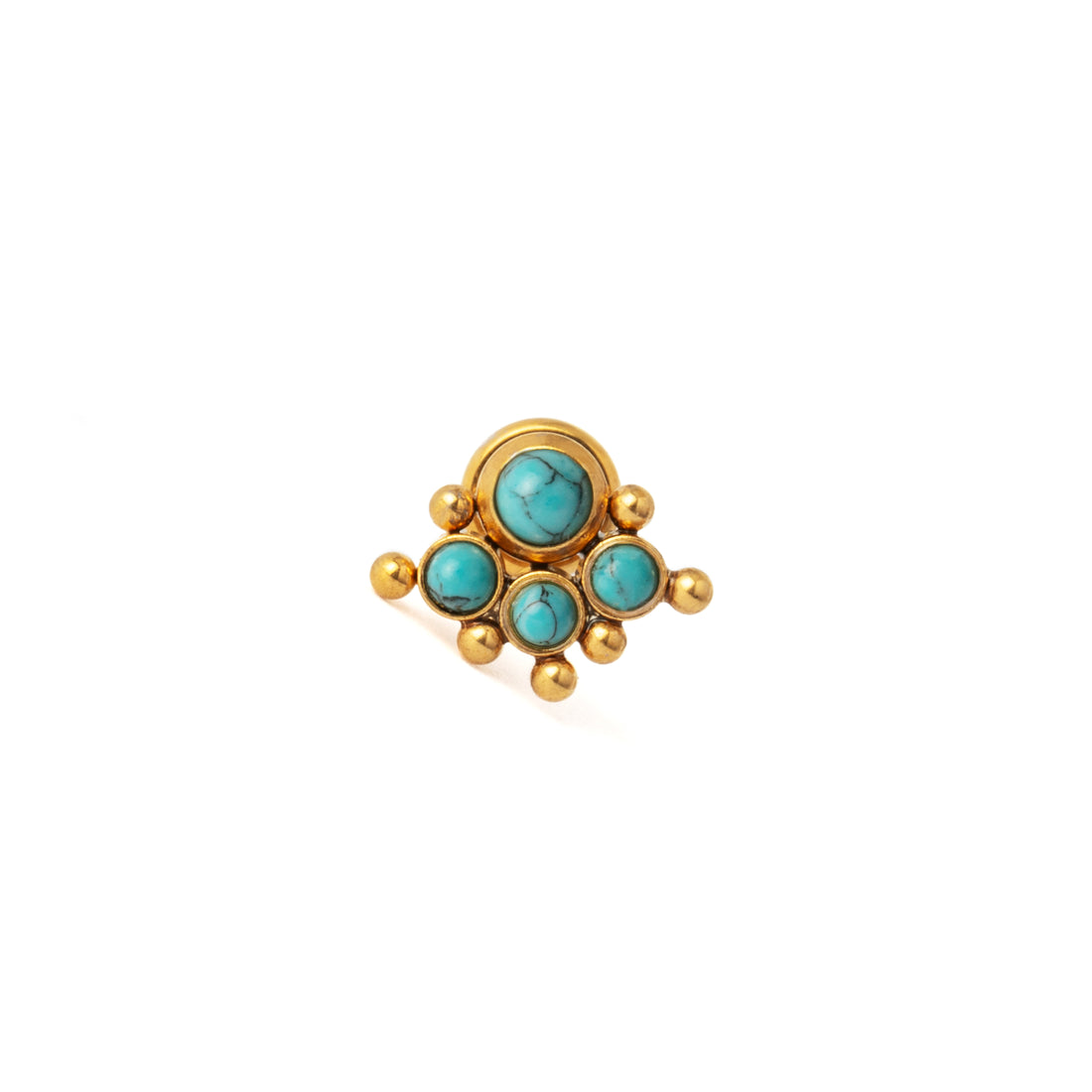 Quatro Turquoise Golden Labret frontal view