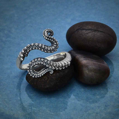 Octopus Tentacles Silver Ring