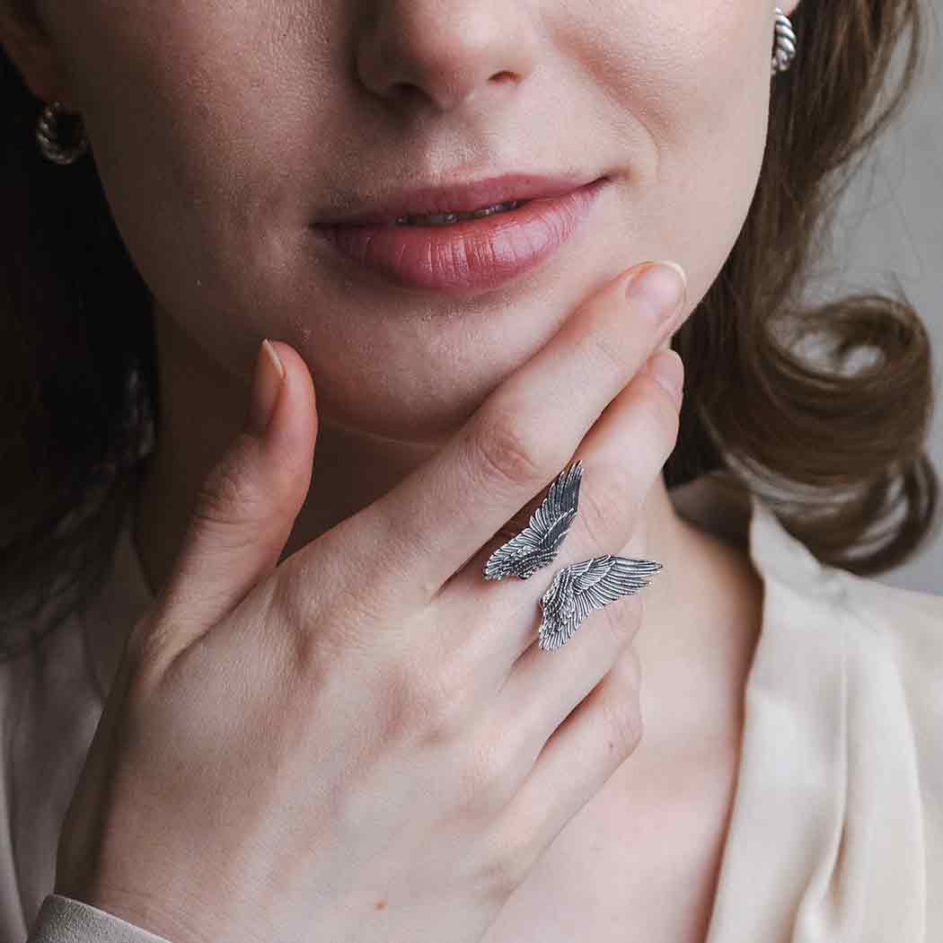Silver Angel Wing Ring
