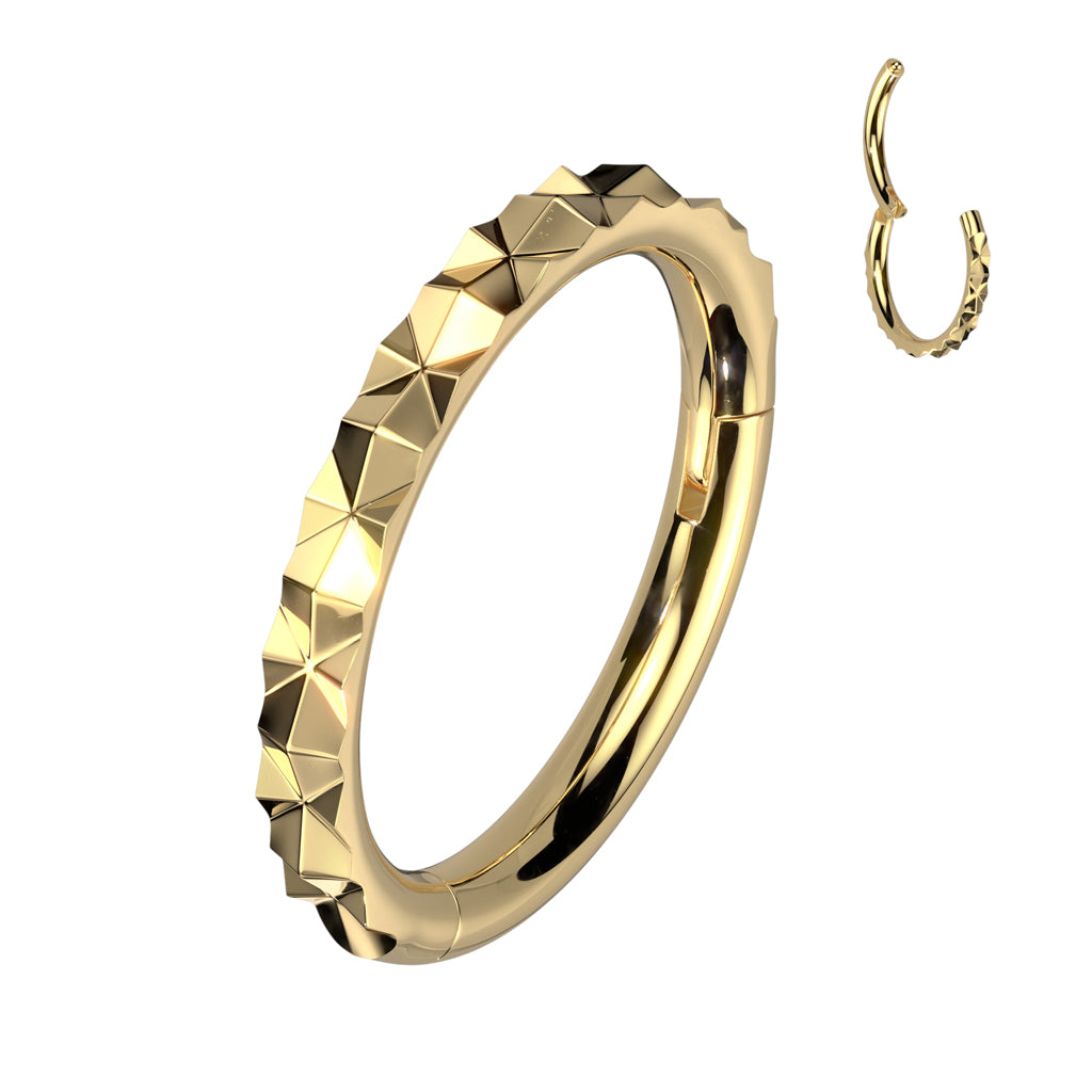 X Faceted Gold Clicker Ring