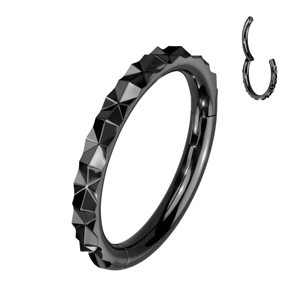 X Faceted Black Clicker Ring