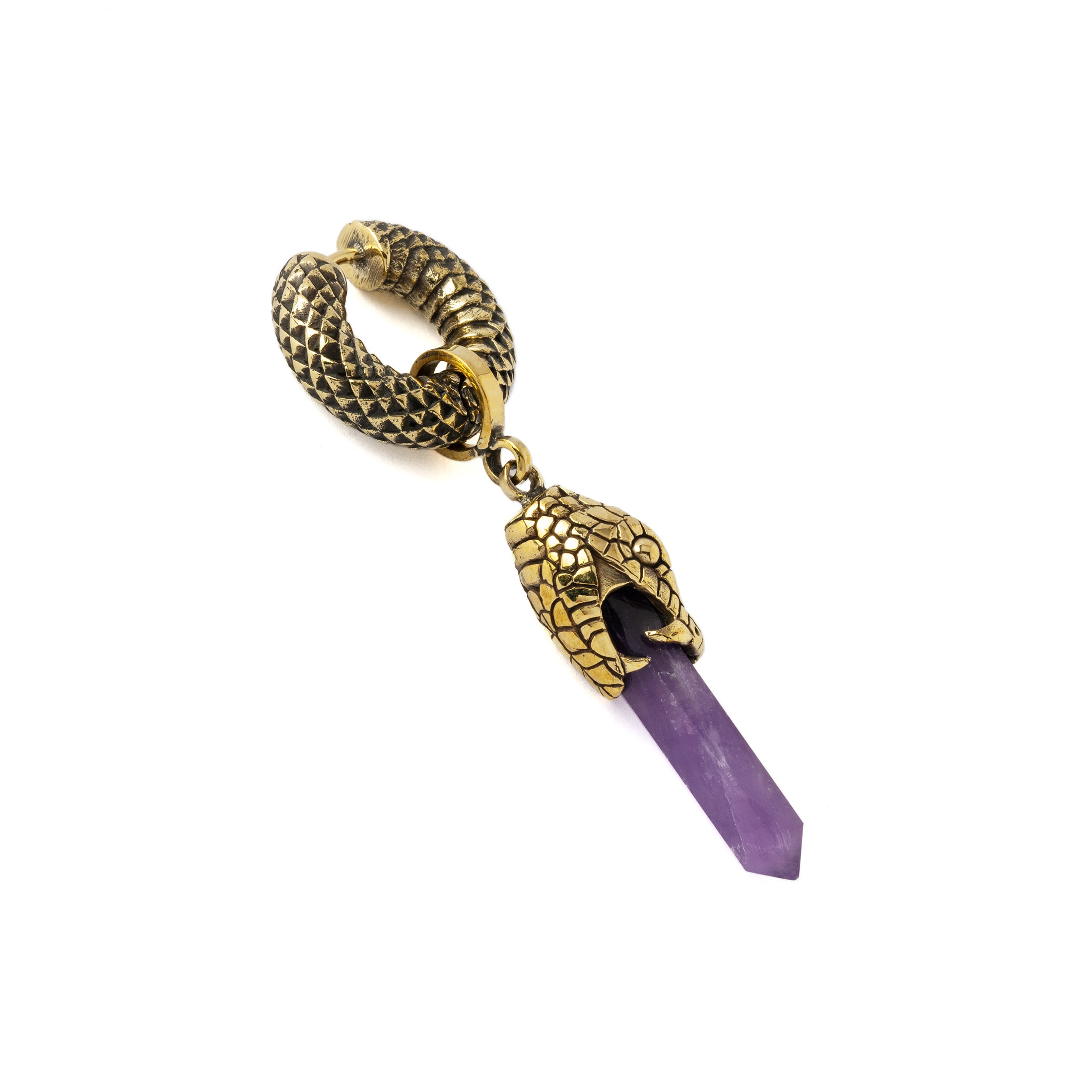 Rebirth Snake Earring with Amethyst back side view