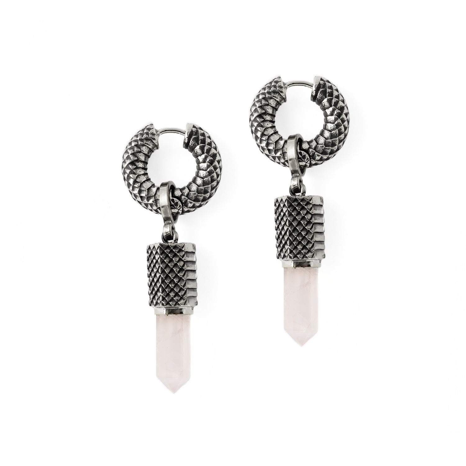 Rebirth Silver Earrings with Rose Quartz