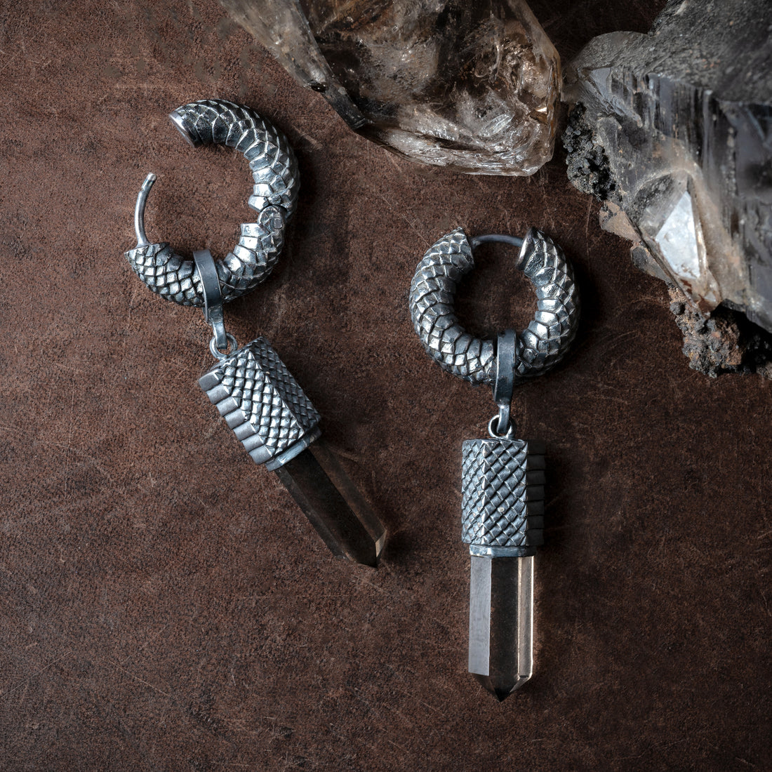 BS Rebirth Earrings with Smokey Quartz