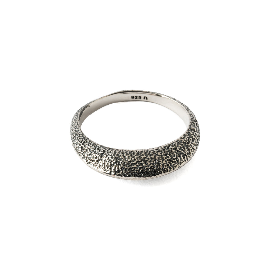 Ridged Silver Ring frontal view