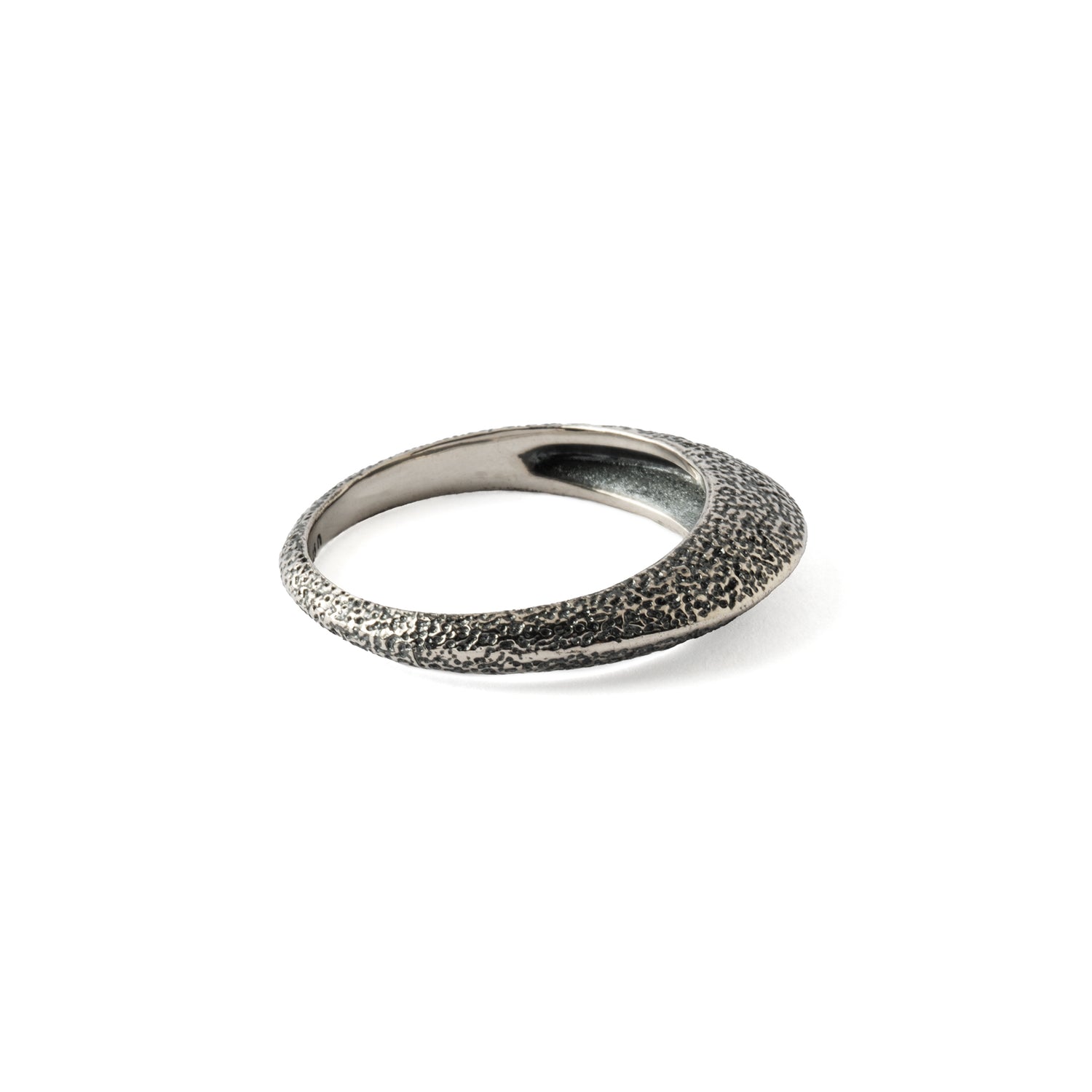Ridged Silver Ring side view