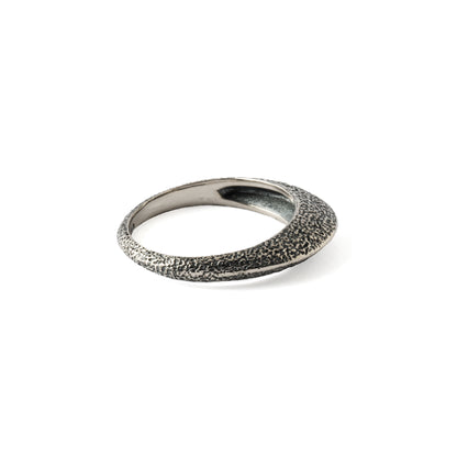 Ridged Silver Ring side view