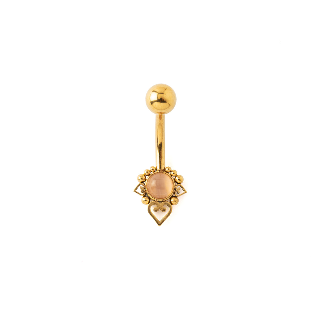 Rose Cat Eye Crown Lotus Belly Piercing frontal view