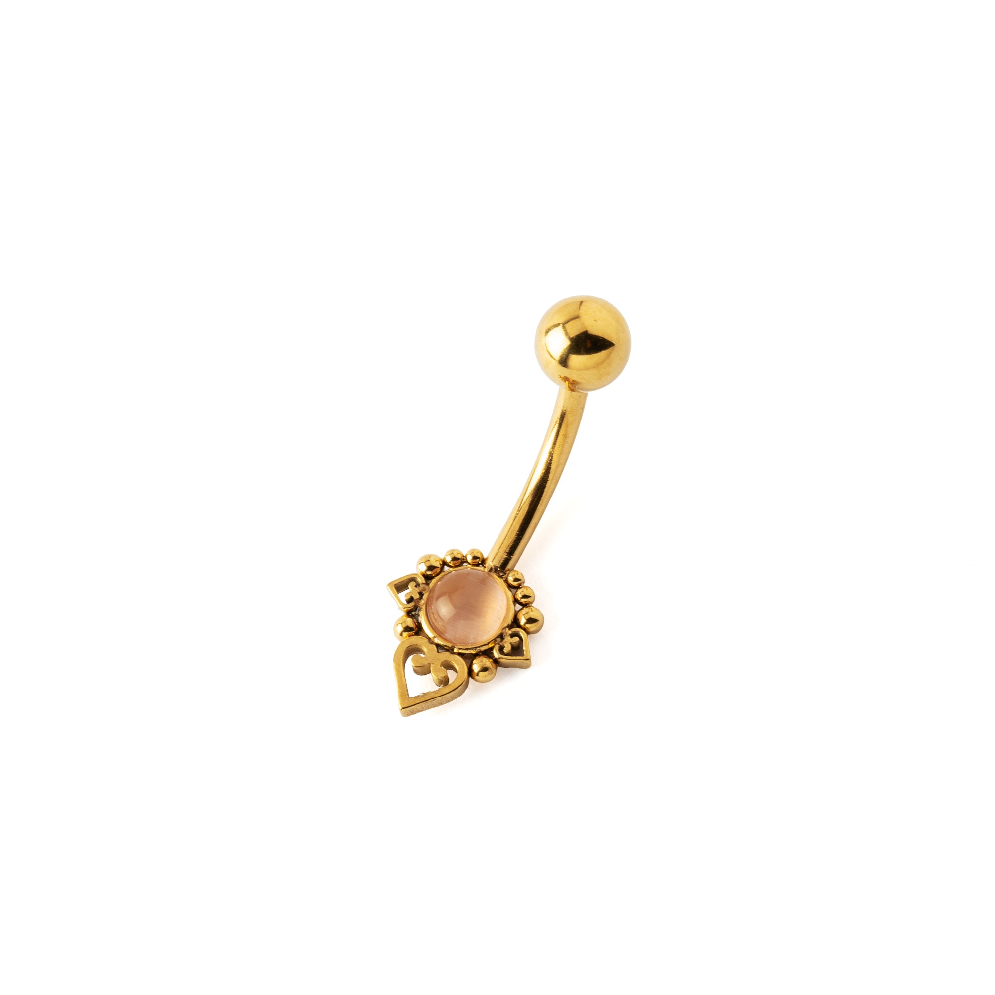 Rose Cat Eye Crown Lotus Belly Piercing right side view