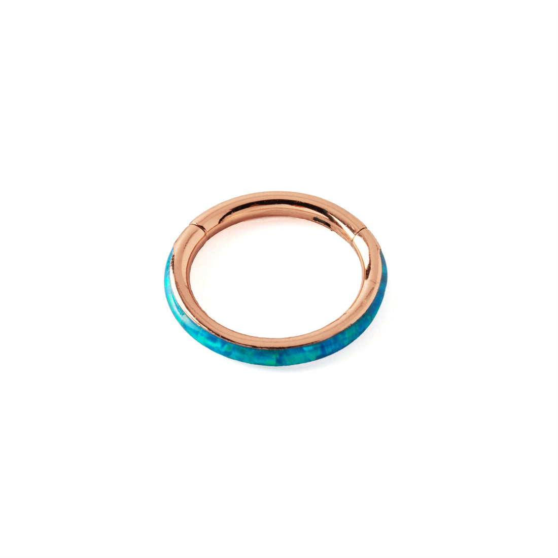 Bague clicker en or rose avec opale foncée